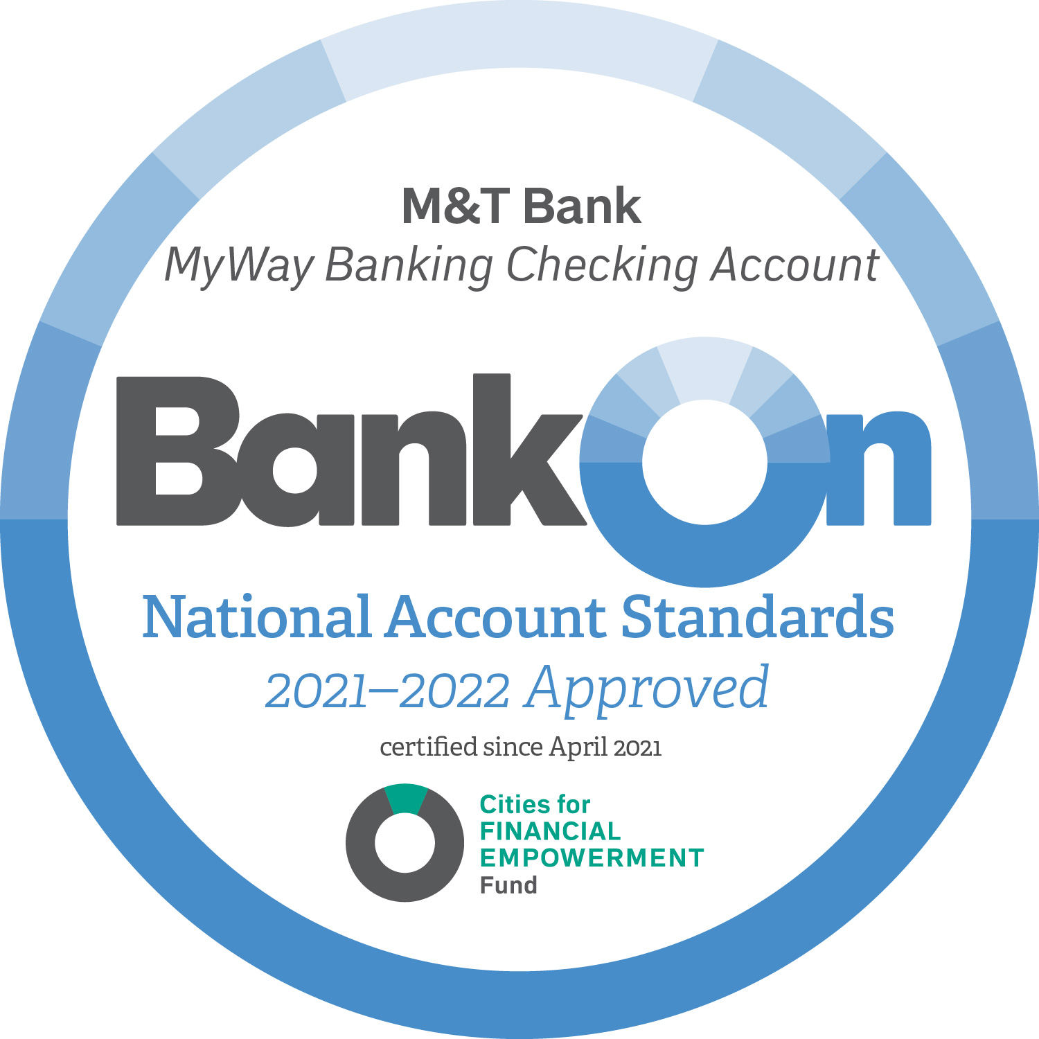 M&T Bank - MyWay Checking 2021-2022 Bank On Standards seal